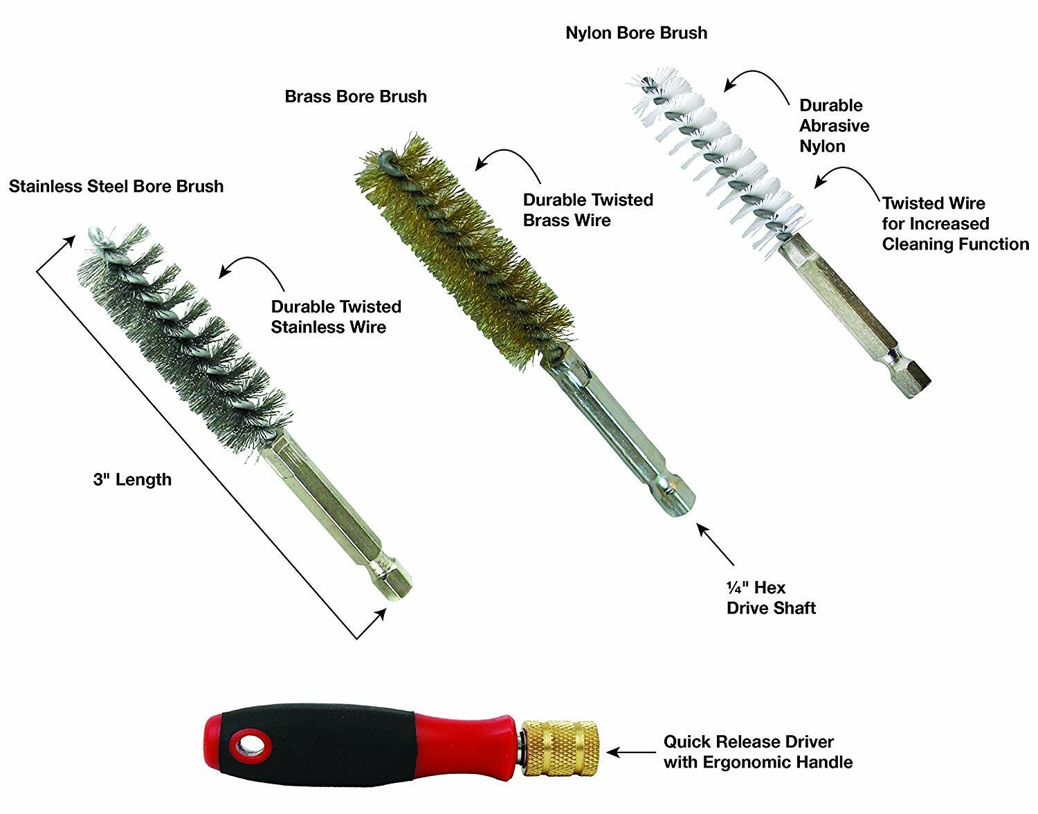 IPA Tools 8001D 36-Piece Original Bore Brush Tool Set With Driver New Free Ship