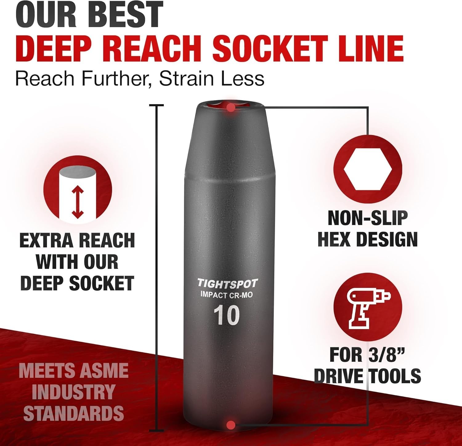 3 8 Inch Drive Deep Impact Socket 10mm CRMO Steel Manganese Phosphate