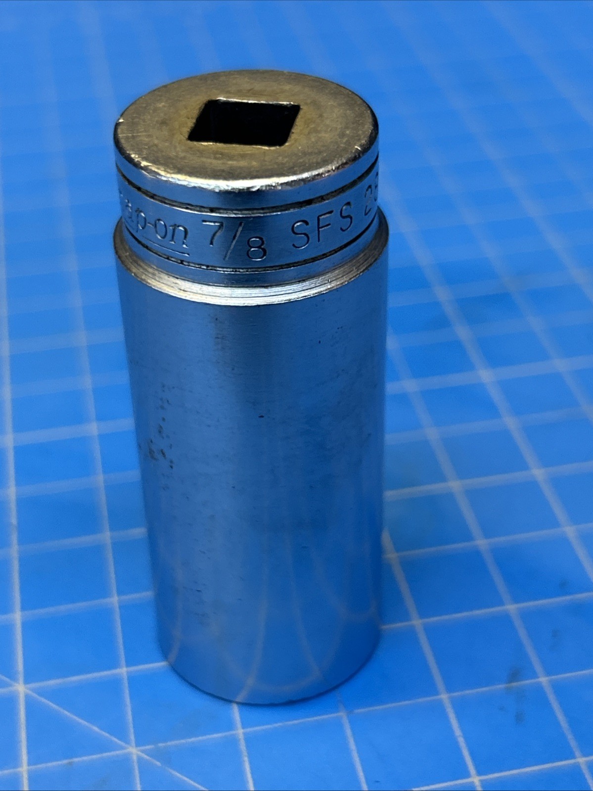 Snap On Tools SFS281 3/8 Dr 6Pt SAE 7/8 Flank Dr Deep Chrome Socket USA 1991
