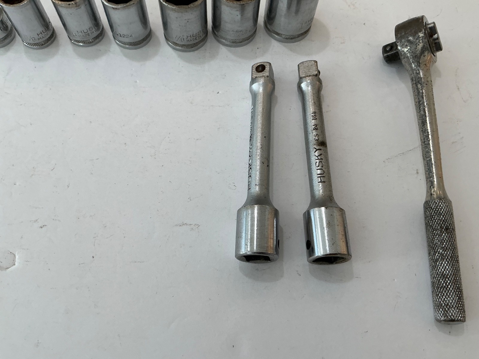 Vtg Asst Husky sockets, extensions & ratchet 10 pc USA made all for $25