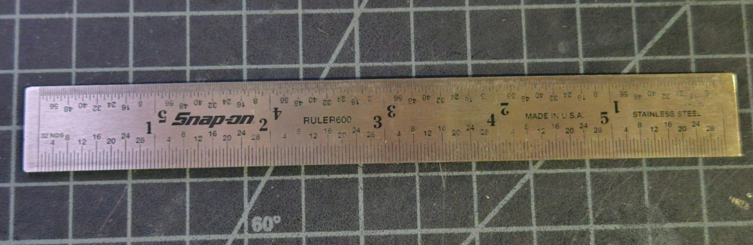 Snap-on Tools USA NEW 6″ Straight Edge 1/32″ & 1/64″ Grad. Steel Ruler RULER600