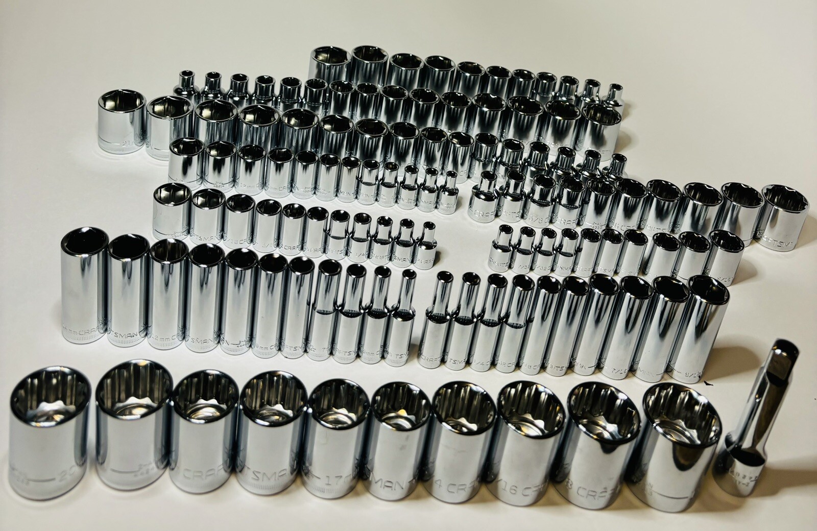 CRAFTSMAN 117 pc 1/4 3/8 1/2 Dr SAE METRIC MM 6pt 12pt wrench socket Tool set