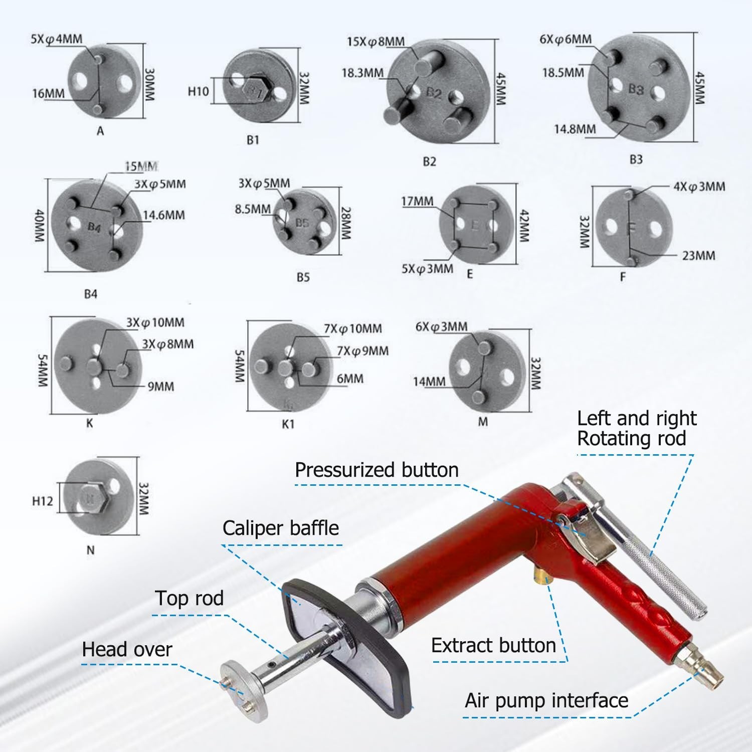 Heavy Duty Brake Caliper Compression Tool Set – 28-Piece with 23 Adapters for Ea