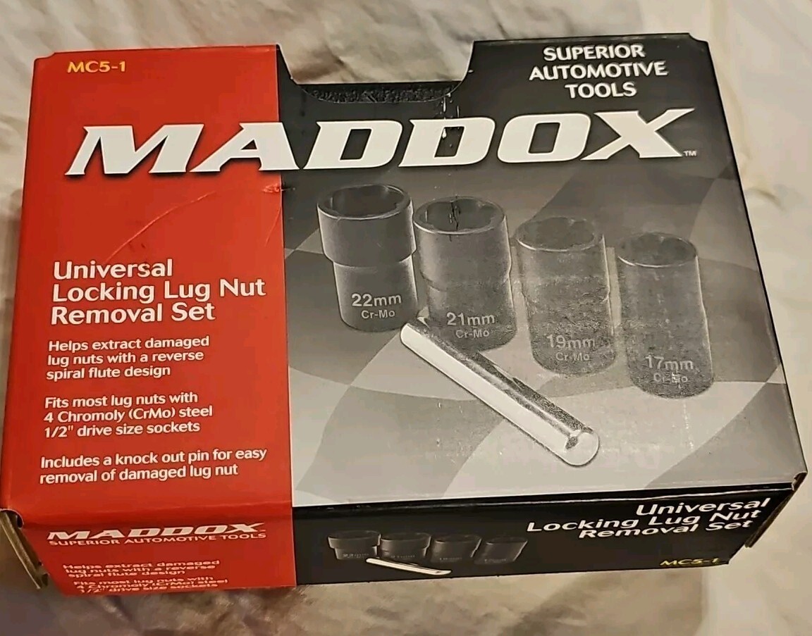 Maddox Universal Locking Lug Nut Removal Set: 17mm, 19mm, 21mm & 22mm ~ #MC5-1