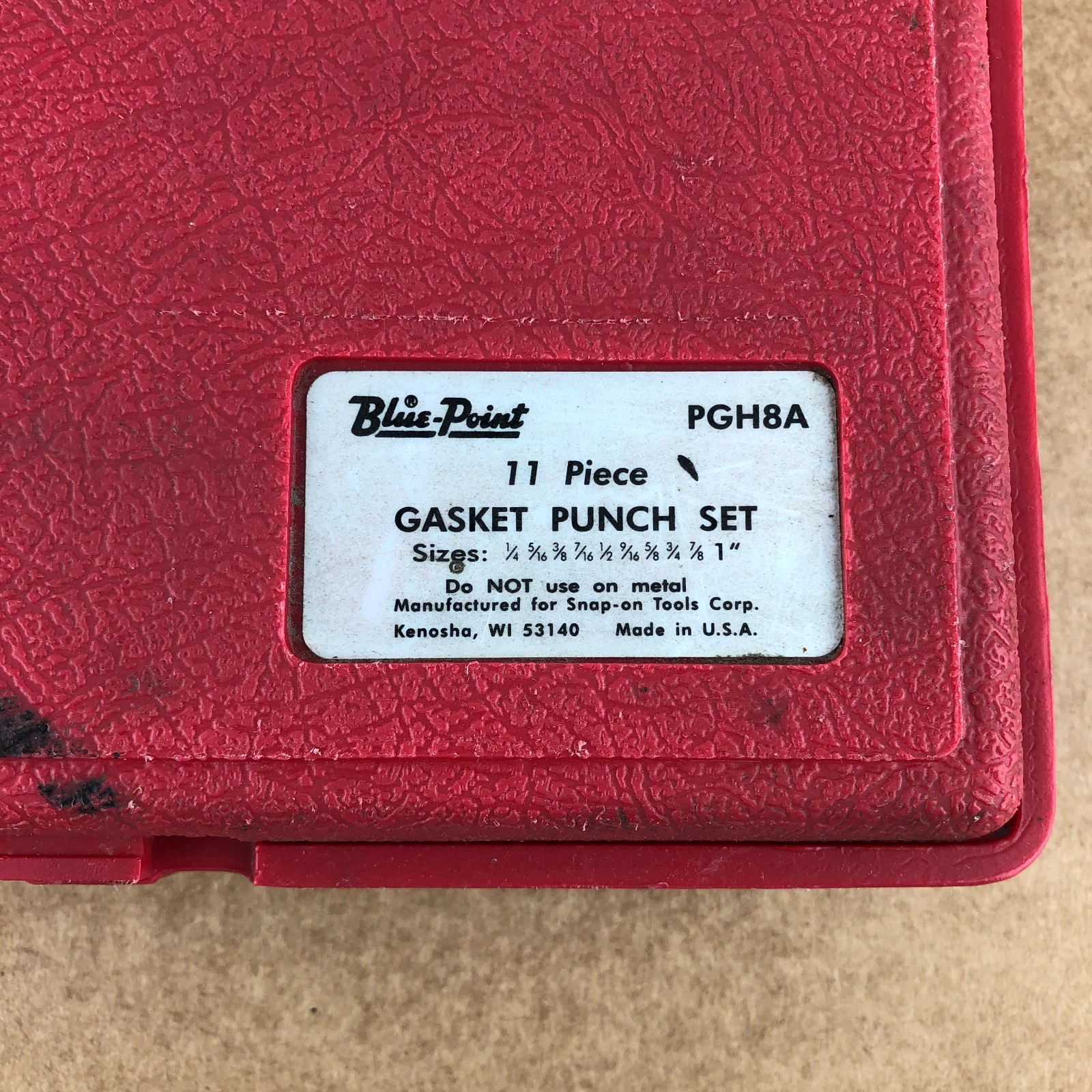 Blue Point Gasket Punch Set with Case PGH8A Manufactured for Snap On USA 10 Pc