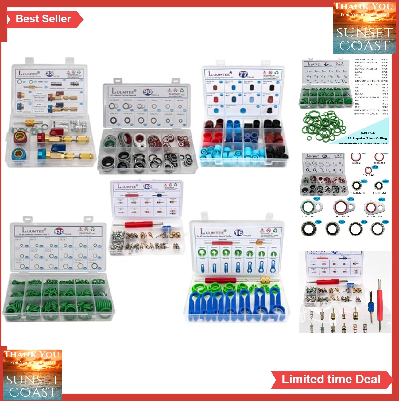 Car AC Repair Kit 838PCS R134A Valve Core Remover Installer Tool O Ring Seals