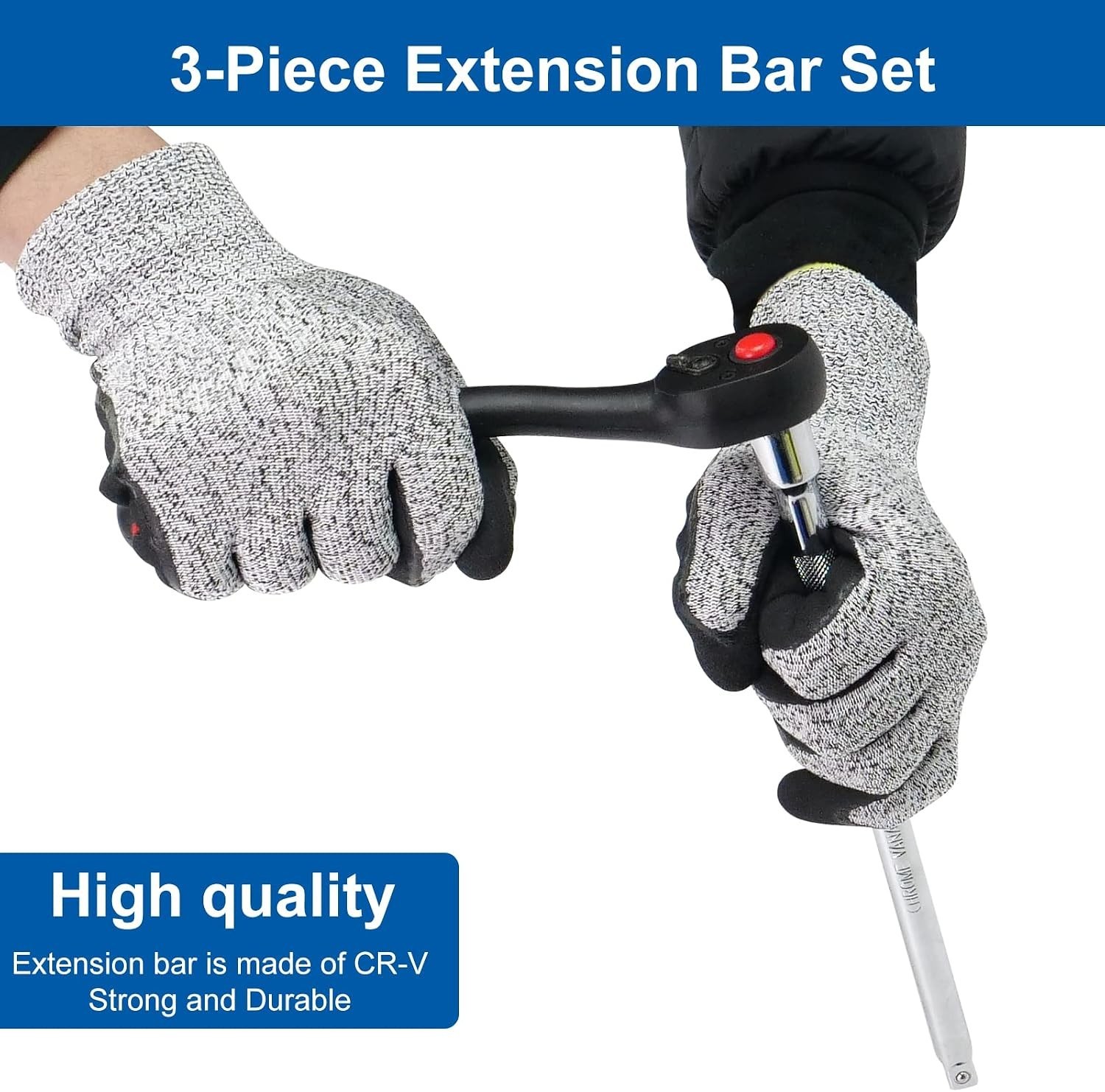 1/4 Inch Drive Socket Extension Set – 3 Pieces in Chrome Vanadium Steel