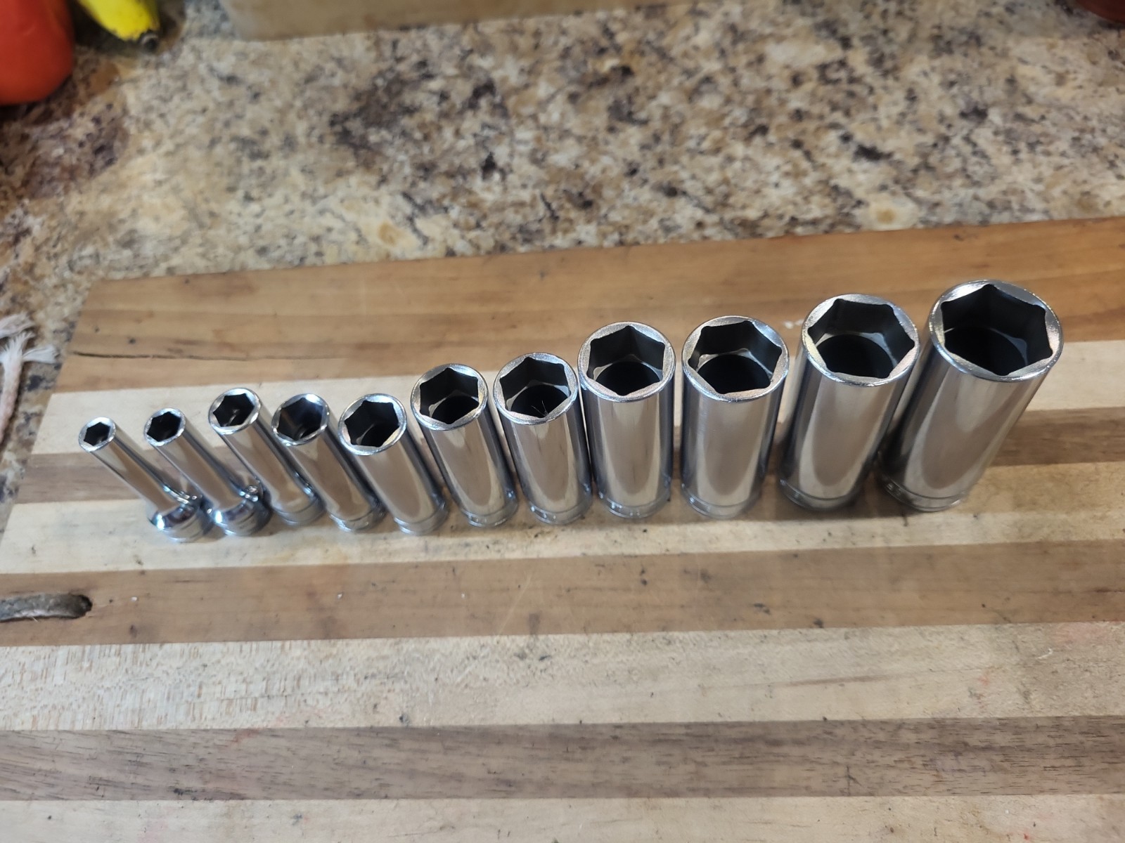 Snap-On 11 Pc. 3/8″ Dr. 6 Pt. SAE Deep Socket Set 211SFS. VGUC 🔥 🇺🇸