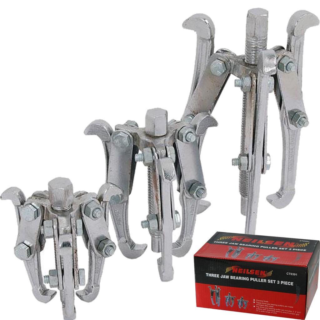 Neilsen 3pc Bearing Puller Pulley Remover Extractor Drop Forged Set 3″ 4″ 6″