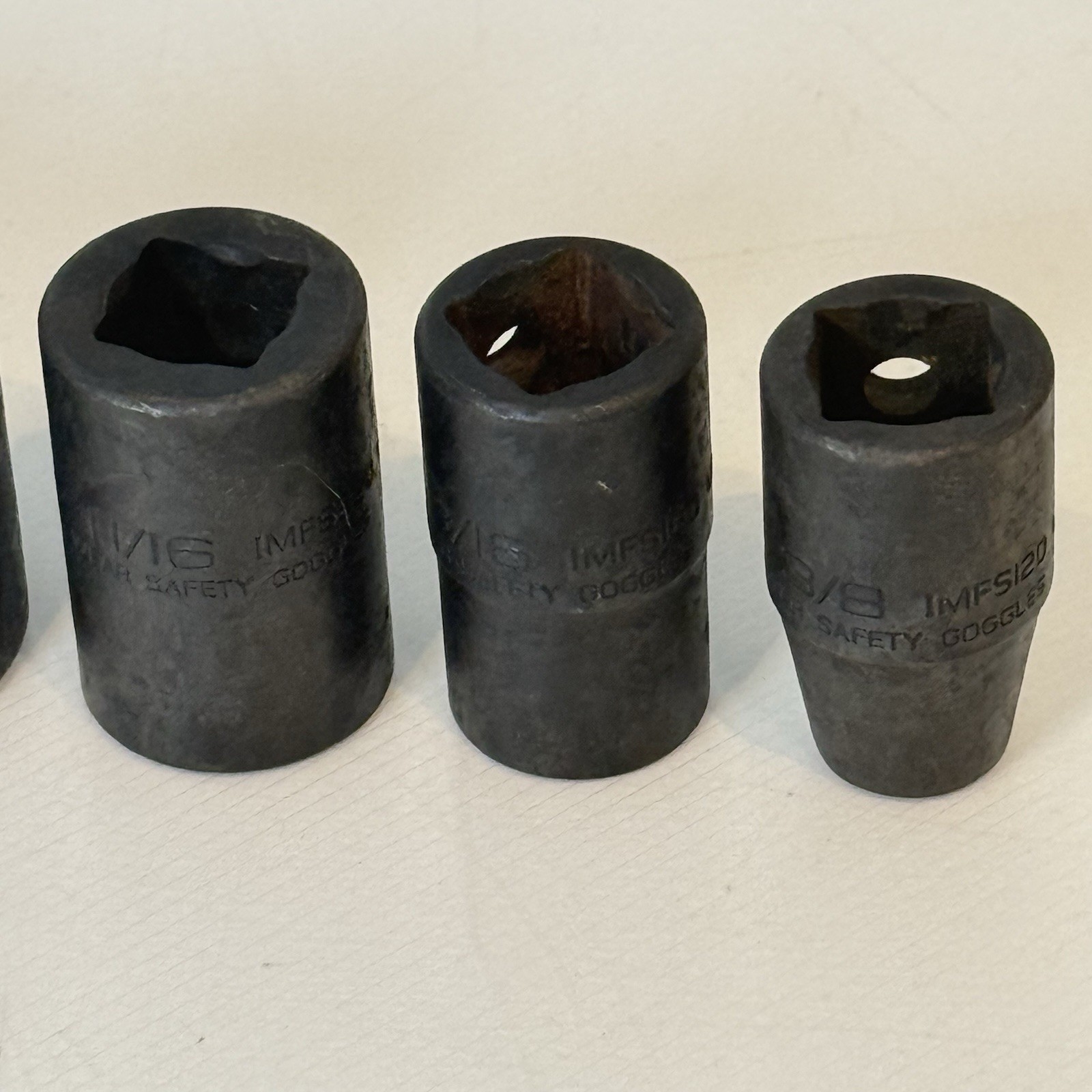 Snap On 1/2″ Drive 7/8″ 13/16″ 11/16″ 7/16” 3/8” Shallow Impact Sockets Lot of 5