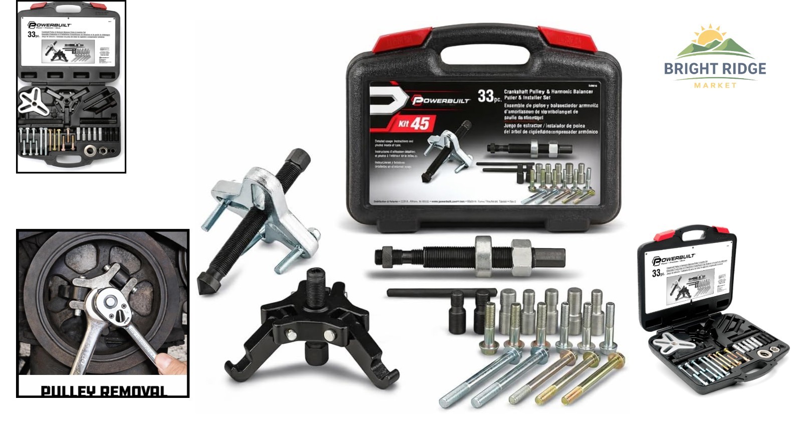 33-Piece Harmonic Balancer and Pulley Installer Tool Set for V8 and V6 Engines