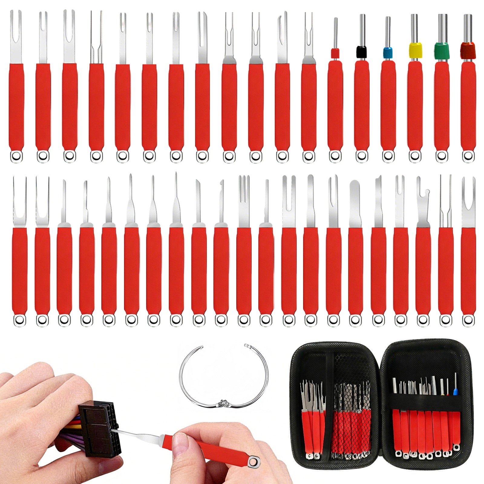 39 PCS Heavy Duty Terminal Pin Extractor SetWiring Harness Removal Tools w/ Bag