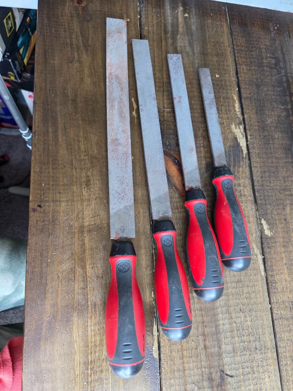 MAC Tools USA 4-Piece 6 8 10 12 Inch Red Handle File Set MF12B MF10B MF8B MF6B