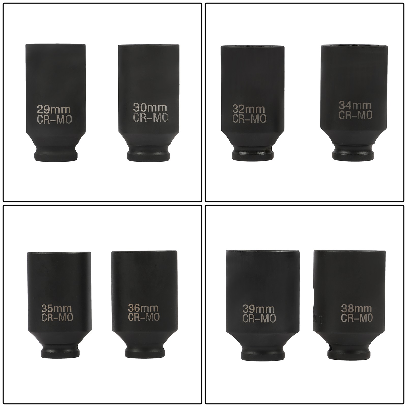1/2″ Impact Socket Set 12 Point 29-39mm Drive Deep Spindle Axle Nut 8Pcs w/ Box