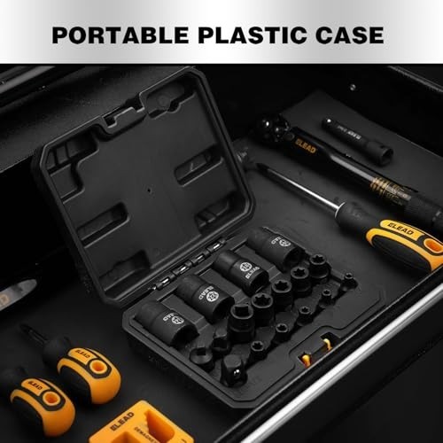 17-Piece Inverted E-Torx Socket Set – Impact Cr-V Steel Star Female Sockets E4-E