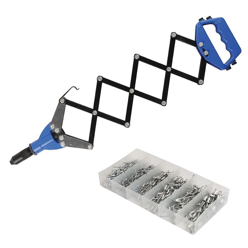 Silverline Lazy Tong Hand Riveter Pop Rivet Gun 3.2 – 6.4mm + 320 Rivets 868778