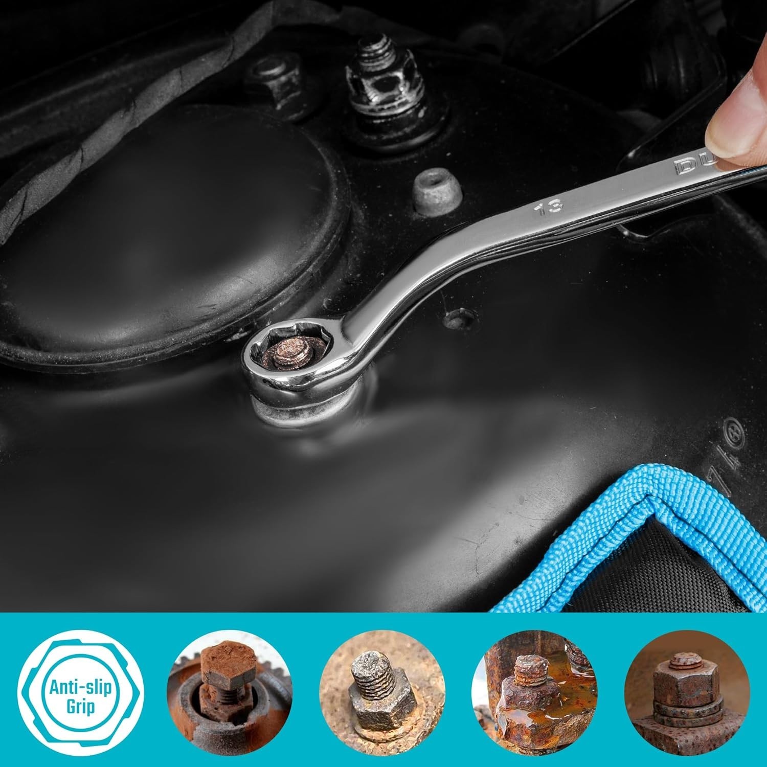 Piece Box Wrench Set, Anti-slip, Metric, 6-19mm, CR-V Steel