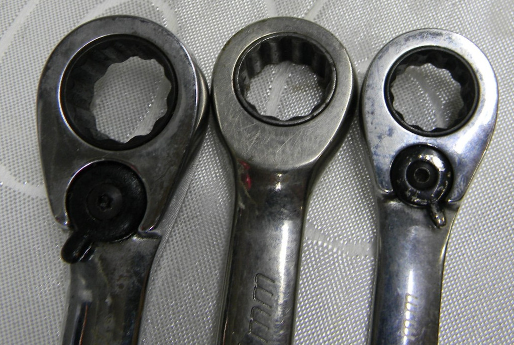SNAP-ON/BLUE-POINT 3PC METRIC 12PT RATCHETING COMBINATION WRENCH SET 12, 14,15MM