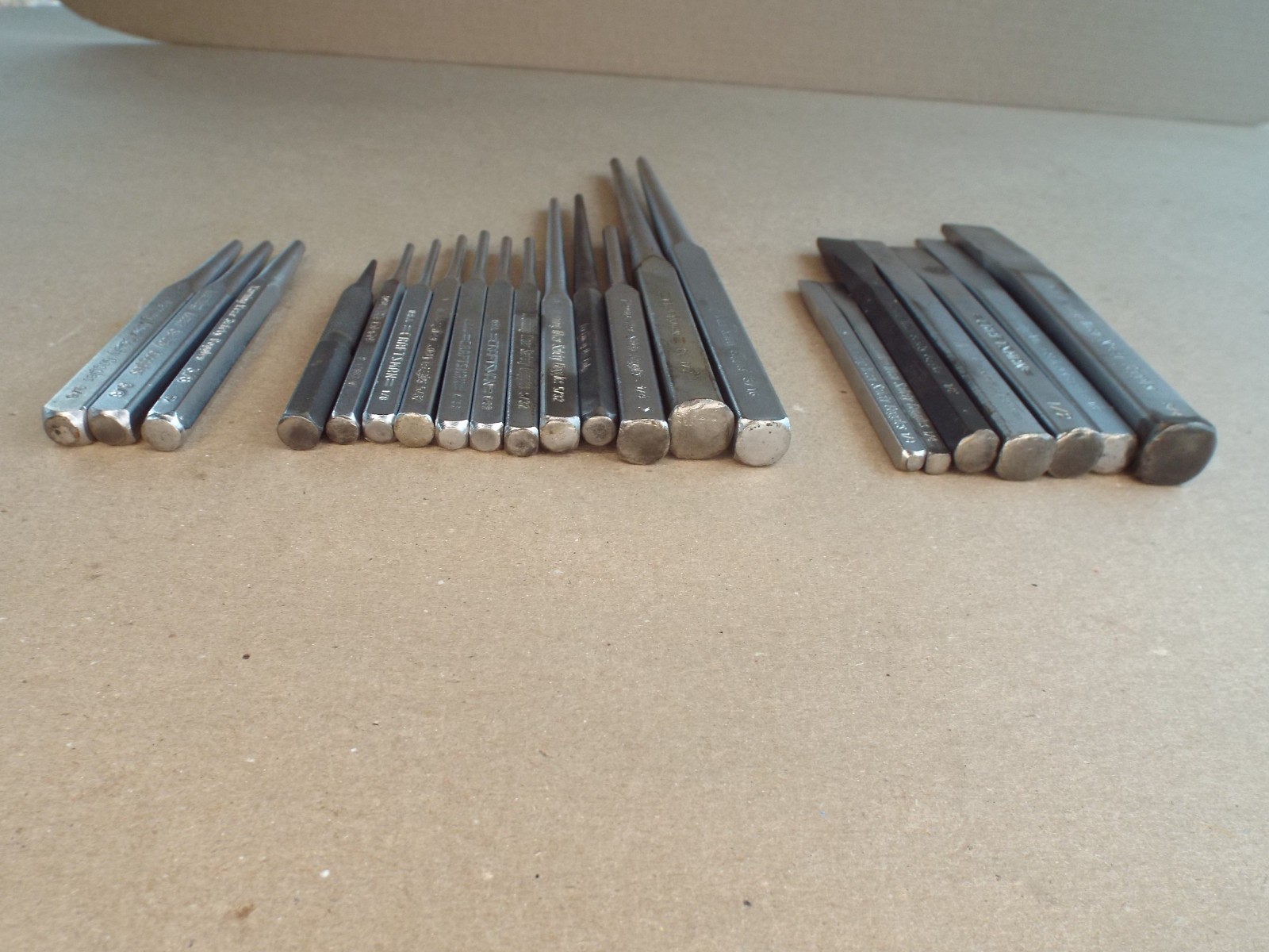 VTG 22 Pc Craftsman Chisel, Punch, Pin Punch Lot USA for Parts / Repair – (Read)