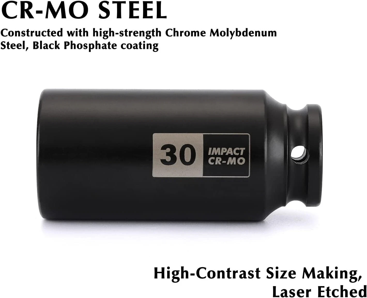 1/2 Inch Drive Deep Impact Socket 30mm Chrome Moly 12pt Metal Tool