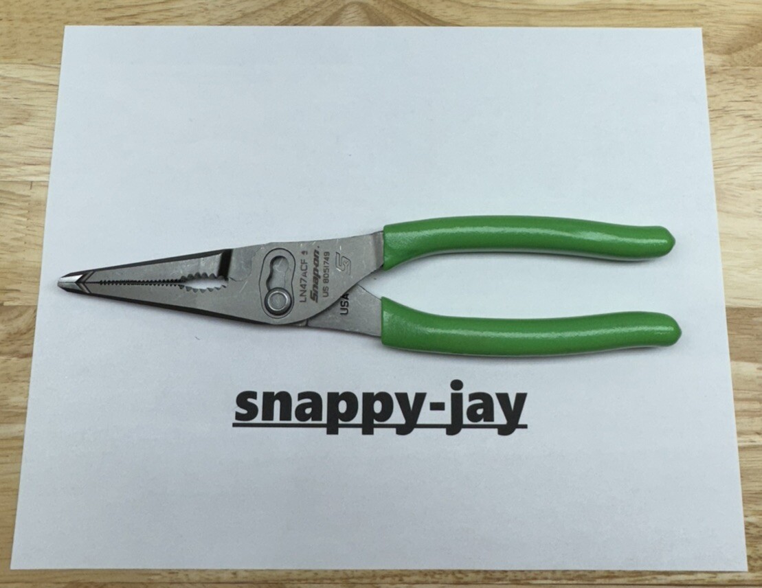 Snap-on Tools USA NEW GREEN 9″ Talon Grip Long Nose Slip Joint Pliers LN47ACF
