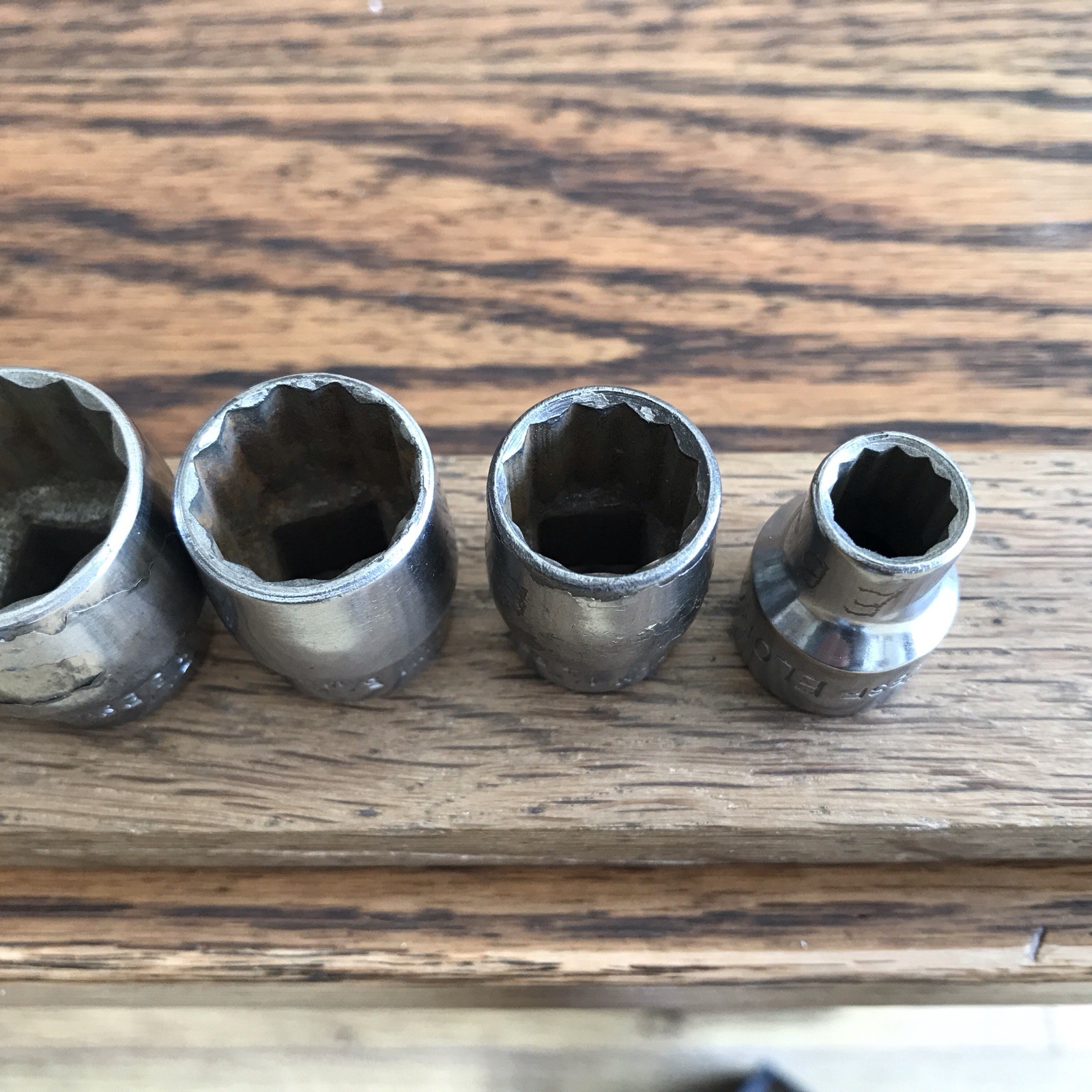 6 Vintage Elora 3/8” Drive Whitworth Sockets 1/2” To 1/8” BSW.