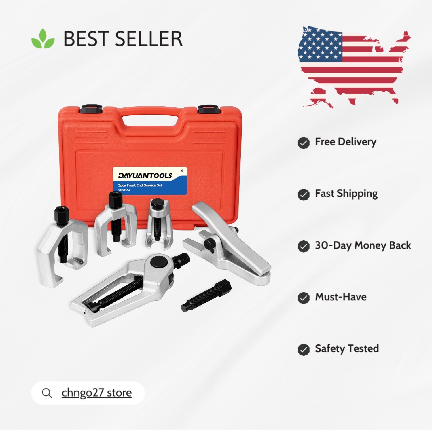 Heat-Treated Alloy Steel Automotive Tool Kit – 5 Essential Components Included