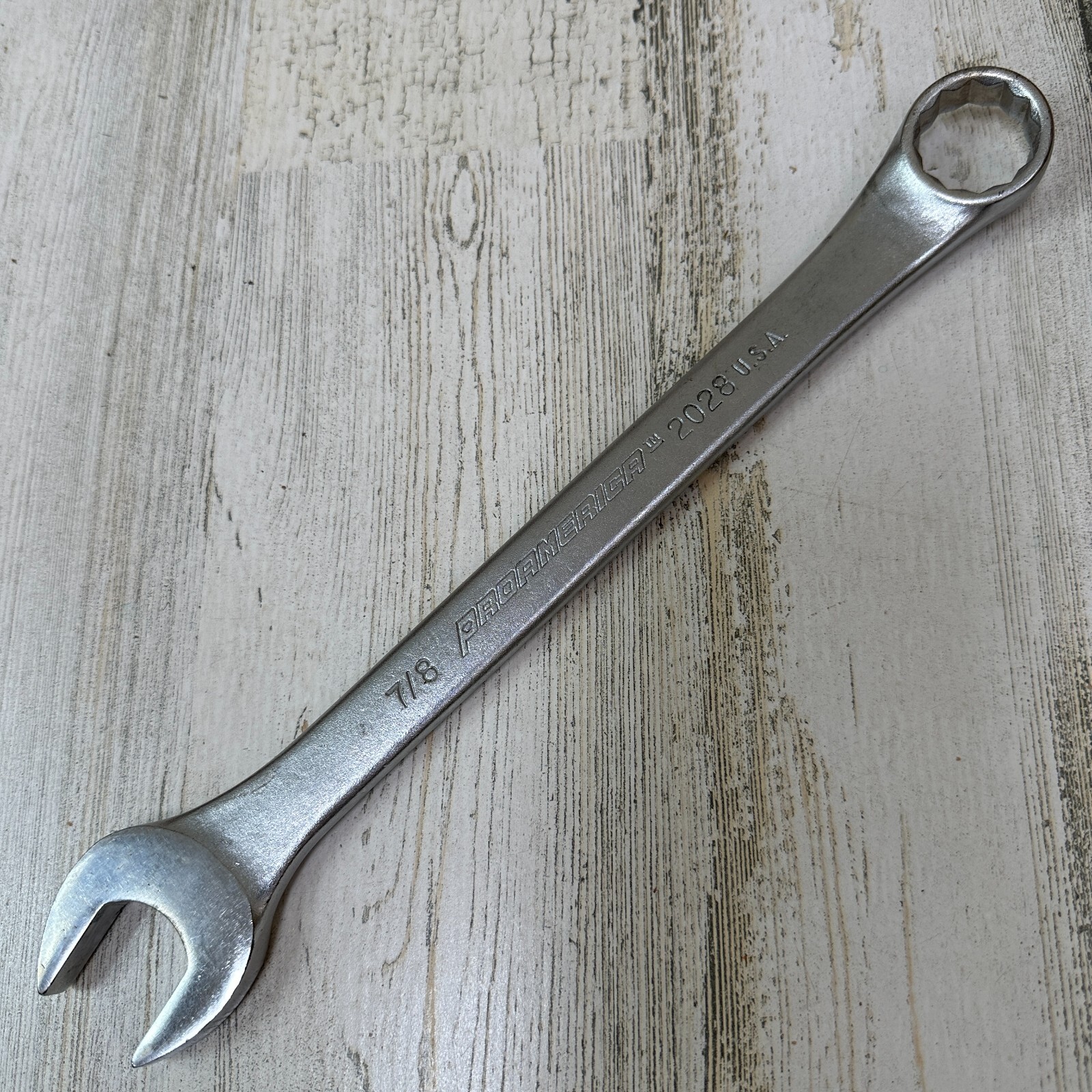 7/8″ Proamerica 12 Point Combination Wrench 2028 USA SAE 11″ Long Matte Finish