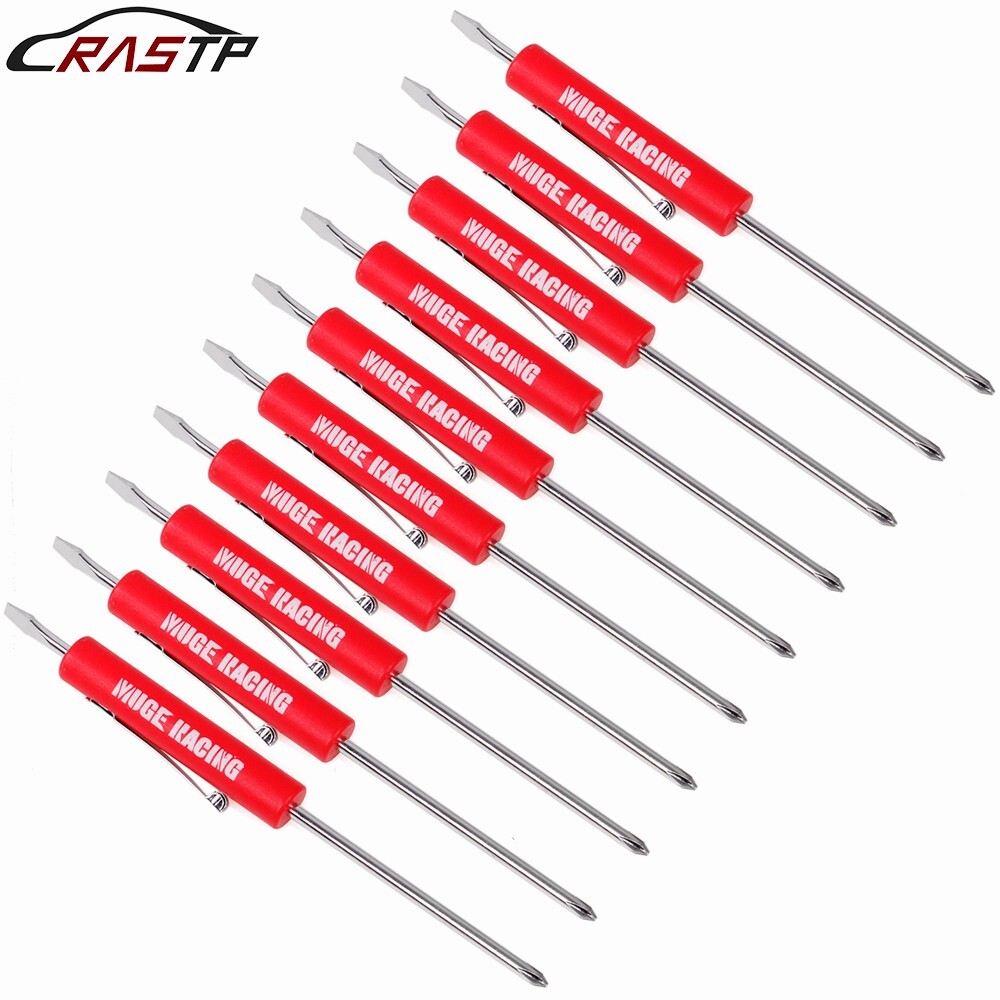 10PCS Mini Pocket Screwdriver Flat Tip w/ Magnet and Clip Phillips Slotted Flat
