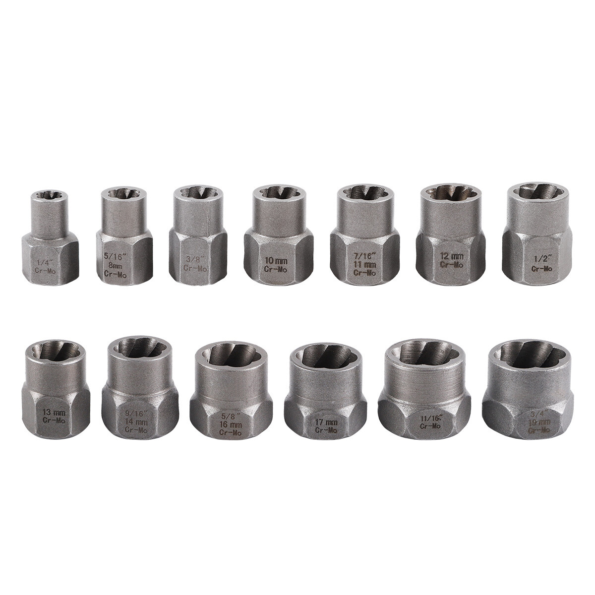 15 PCS Damaged Lug Nut Lock Remover Twist Socket Set Screw Extractor Tool 8-19mm