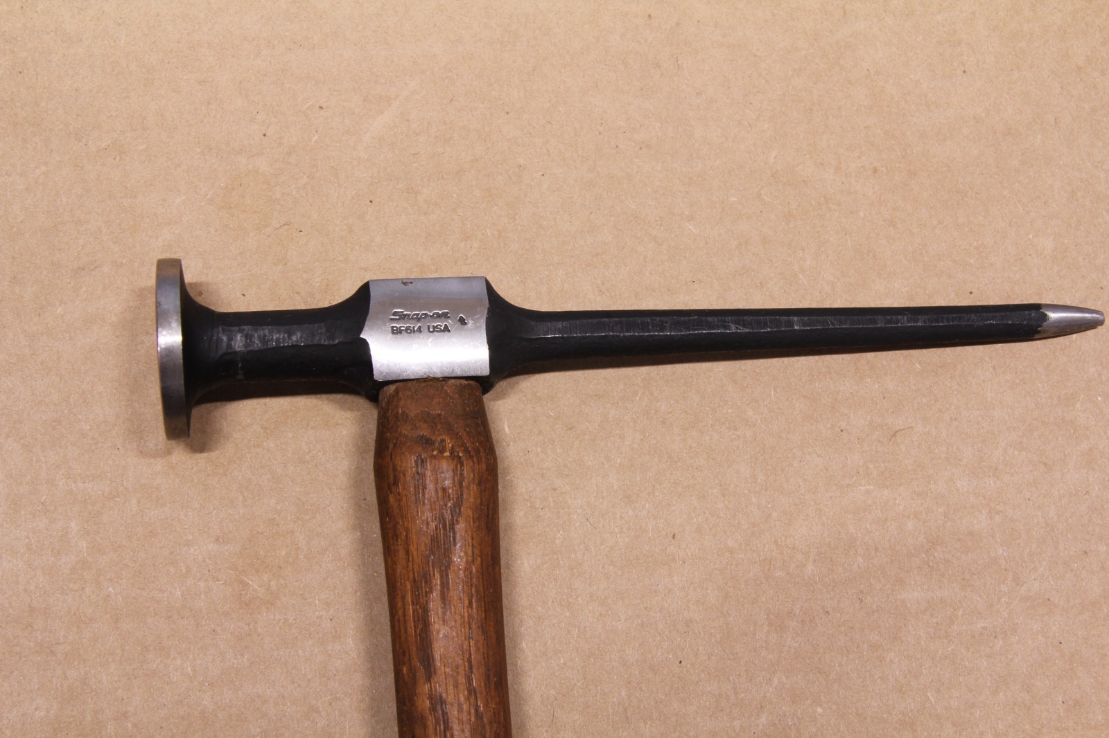 Snap On BF614 Auto Body Long Picking Hammer Round Smooth Face Almost Mint 16-1/2