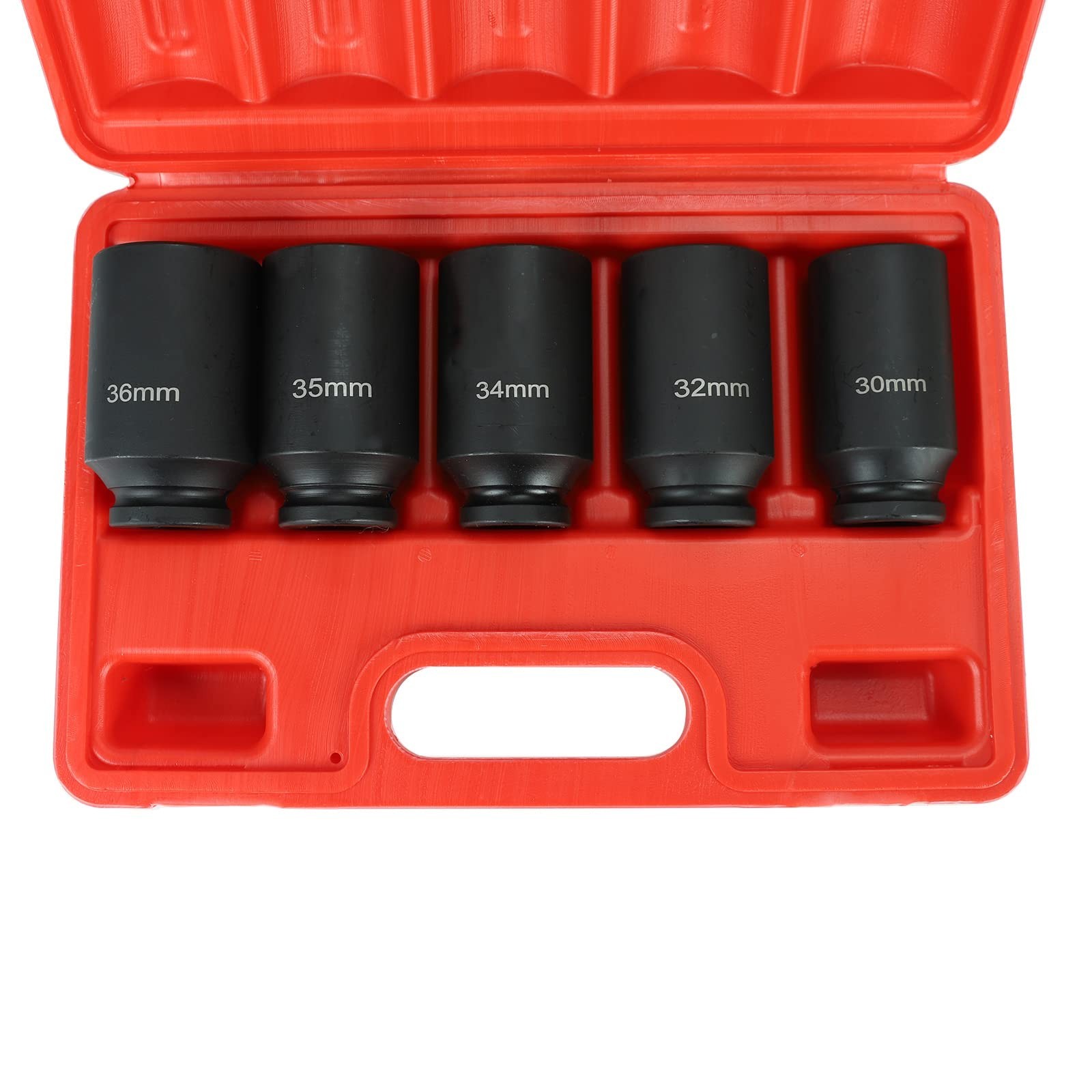 5pc 1/2″ Drive 12 Point Drive Deep Spindle Axle Nut Socket Set 30mm 32mm 34mm…