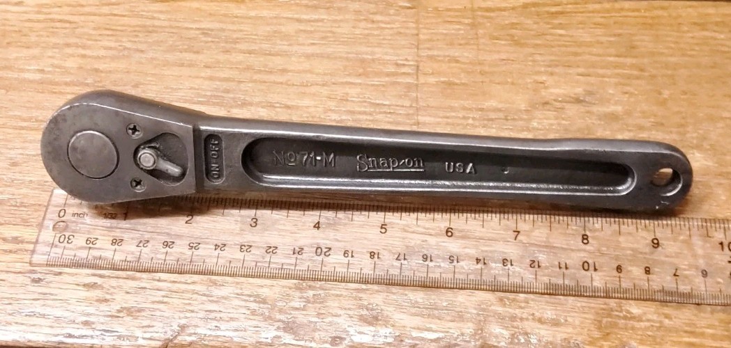Vintage Snap-on No. 71-M 1/2″ Drive Ratchet PAT. 1854513 Tools Woodworking