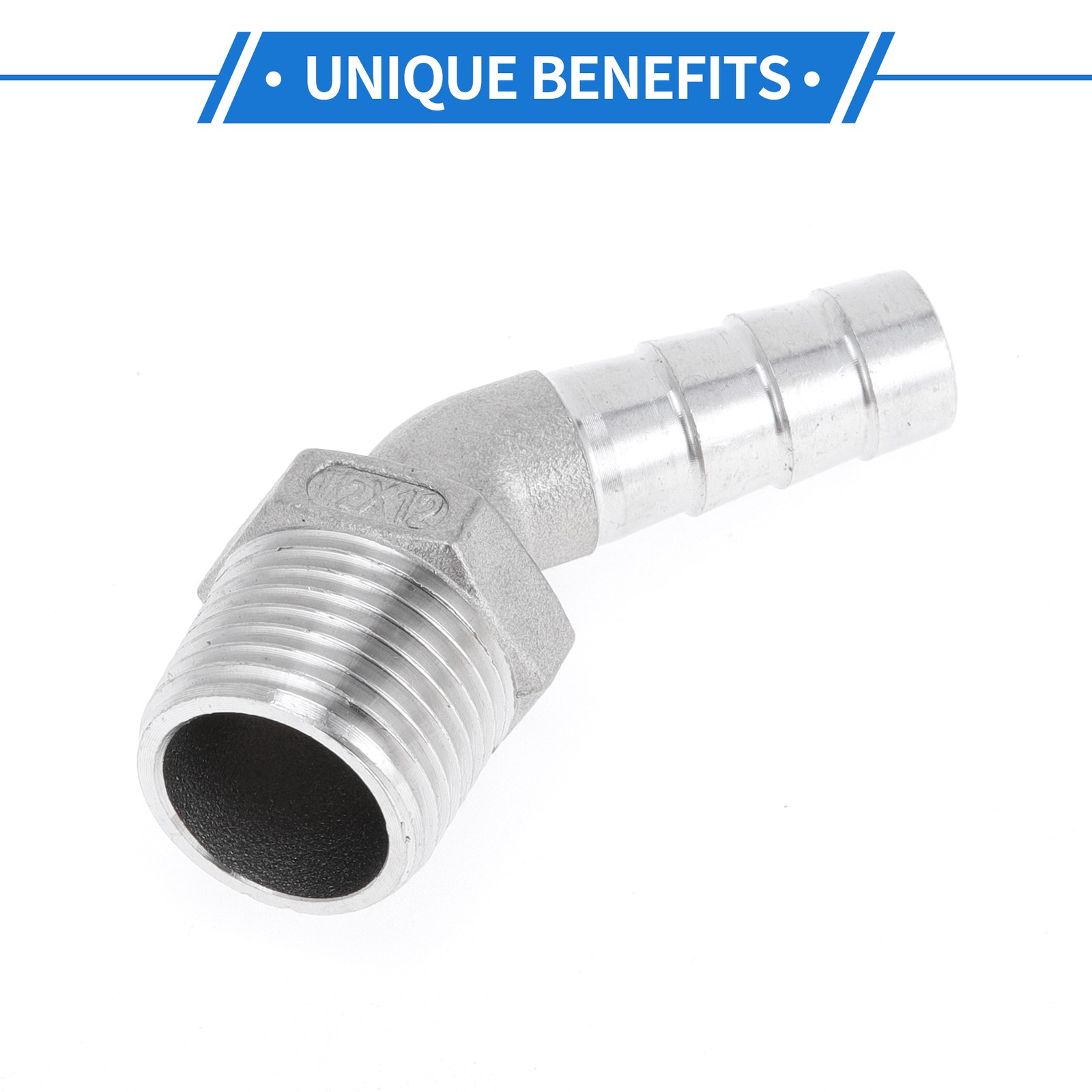 15/32″x1/2″ BSPT 45° Elbow Tube Beard Fittings 2pcs Silver