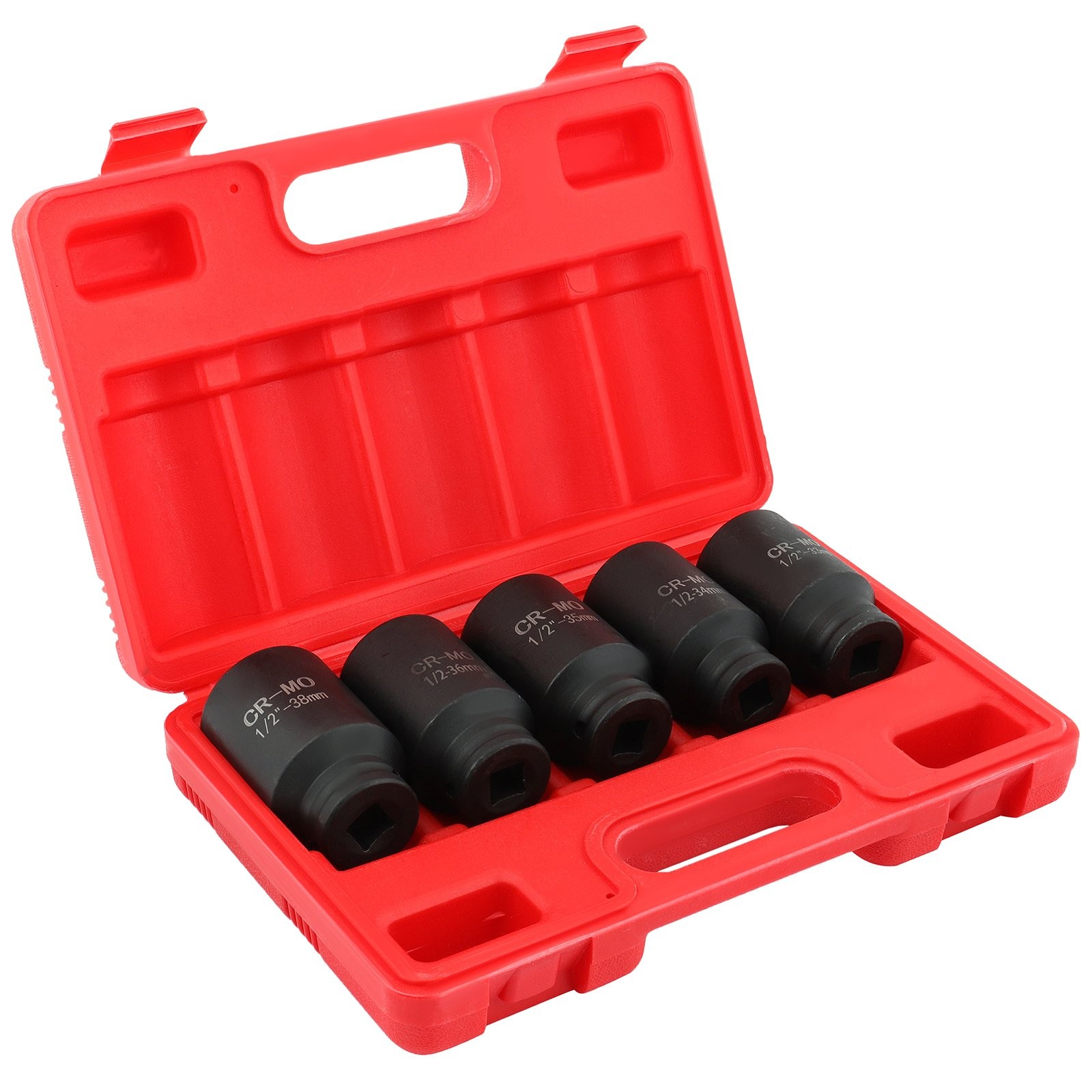 1/2″ Drive 5pc 6 Point Deep Axle Nut Socket Set for Wheel Hub Nuts 33-38mm