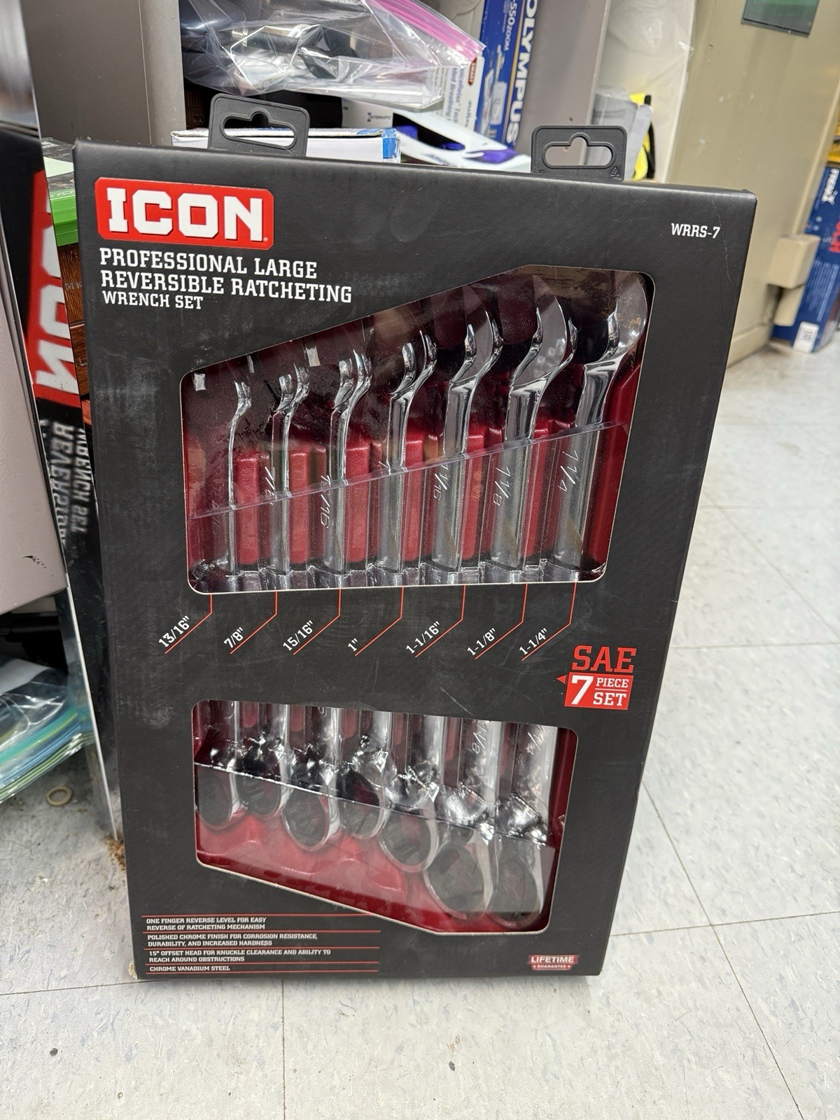 ICON WRRS-7 Professional Large Reversible SAE Ratcheting Wrench Set 70260 New