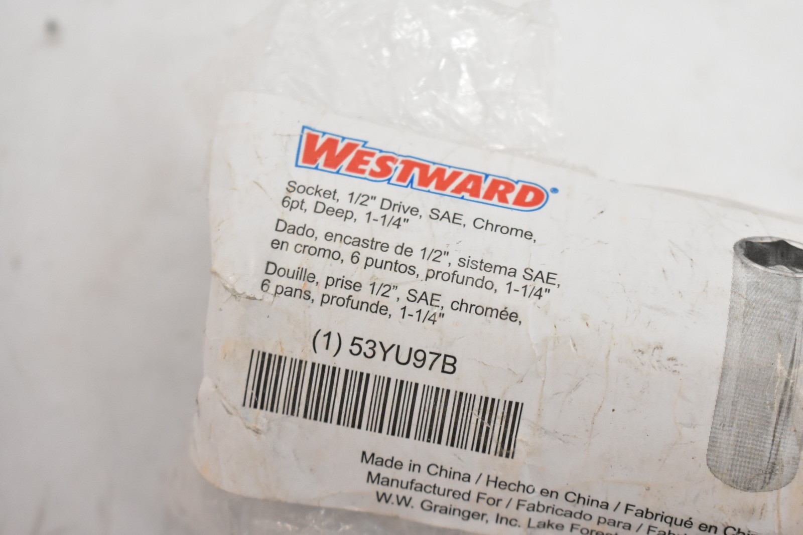 Westward Socket SAE Standard 1/2″ Drive x 1-1/4″ Socket 6 Point Deep Chrome