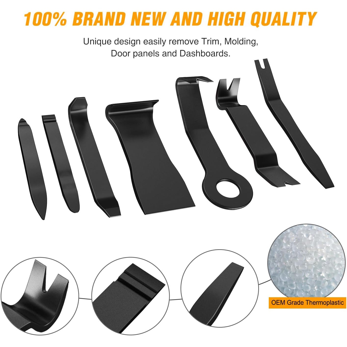 8PCS Trim Fastener Removal Tool Kit Universal For Car Audio Dash Panel-Black