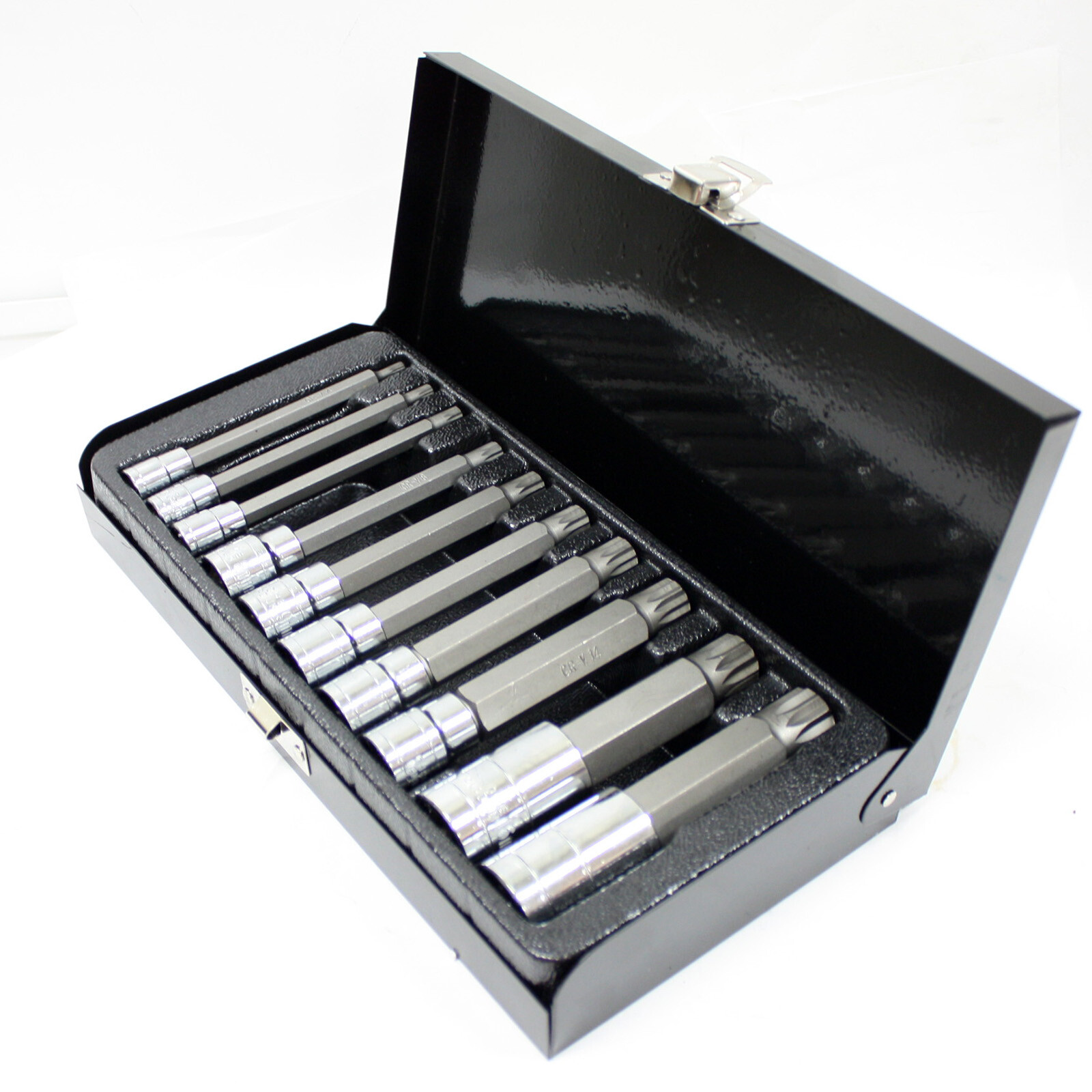 10PC XZN Triple Square 4″ Long Spline Bit Socket Set Metric Tamper-Proof Cr-V