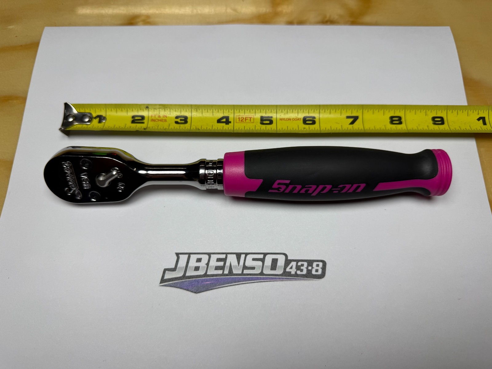 Snap-on Tools NEW ELECTRIC PINK 3/8″ Drive Soft Grip Fixed Head Ratchet FH100EP