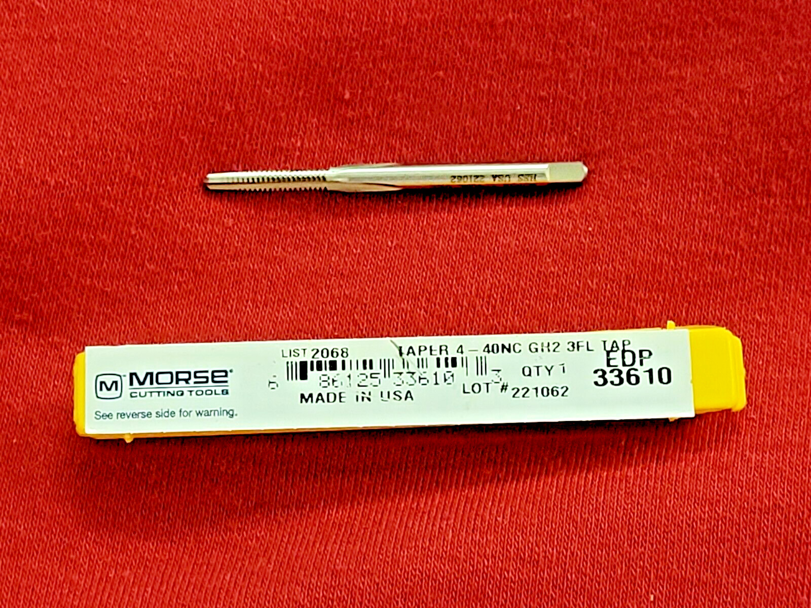 4-40 NC Taper Tap HSS Morse MT3733610 Hand Tap 3 Flute USA GH2