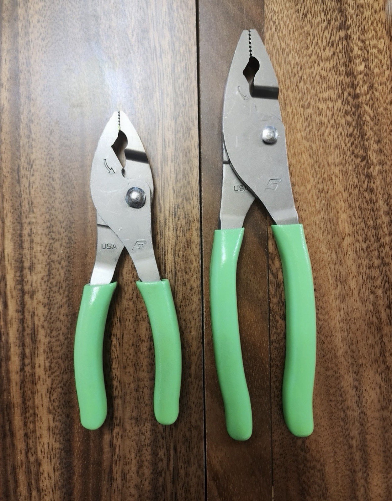 *NEW* Snap On Tools HJ46ACF & HJ47ACF GREEN Handle Pliers Set FREE SHIPPING