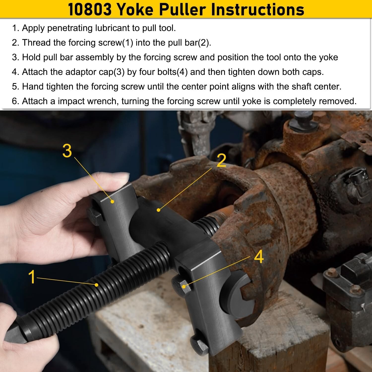 10803 Yoke Puller Yoke Removal Tool for Commercial Trucks Semi Truck Class 6-8