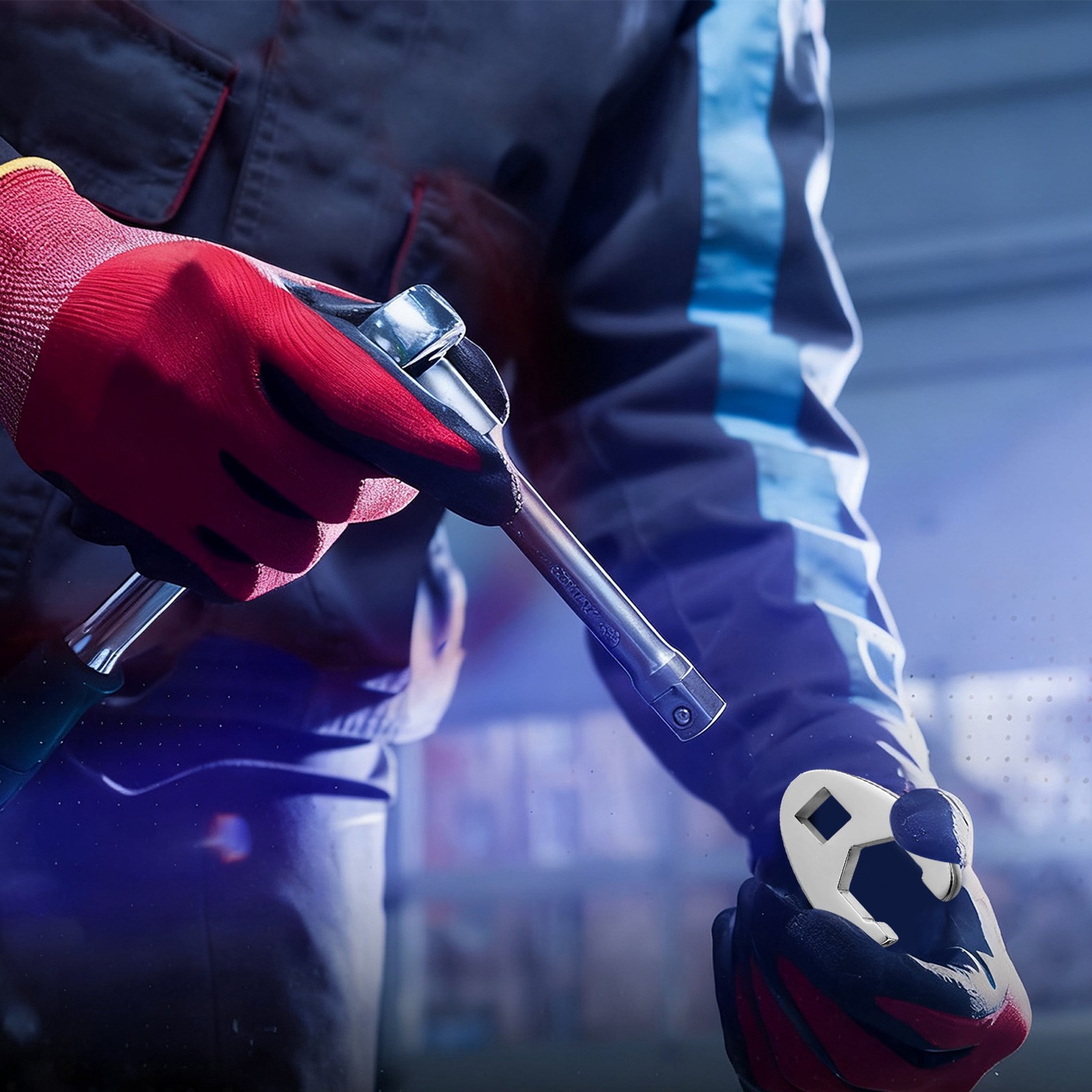 10 PCS Crowfoot Wrench Set 3/8″ Drive Interchangeable Heads w/ Clip-On Organizer