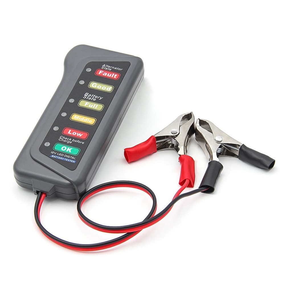 User Friendly 12V Car Tester with Two Testing Clips and LED Lights