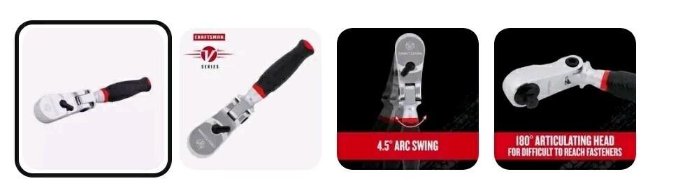 Craftsman V-Series 1/4 in. drive Comfort Grip Flex Head Ratchet 80 teeth