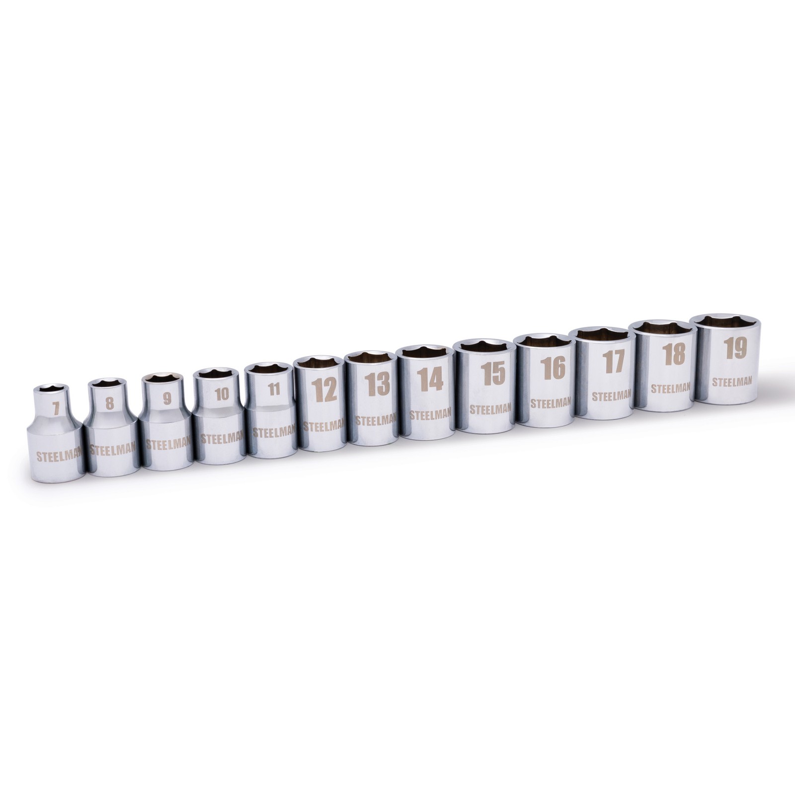 Steelman 13pc 3/8-in Drive Shallow Depth 6-pt Metric Chrome Socket Set 78528