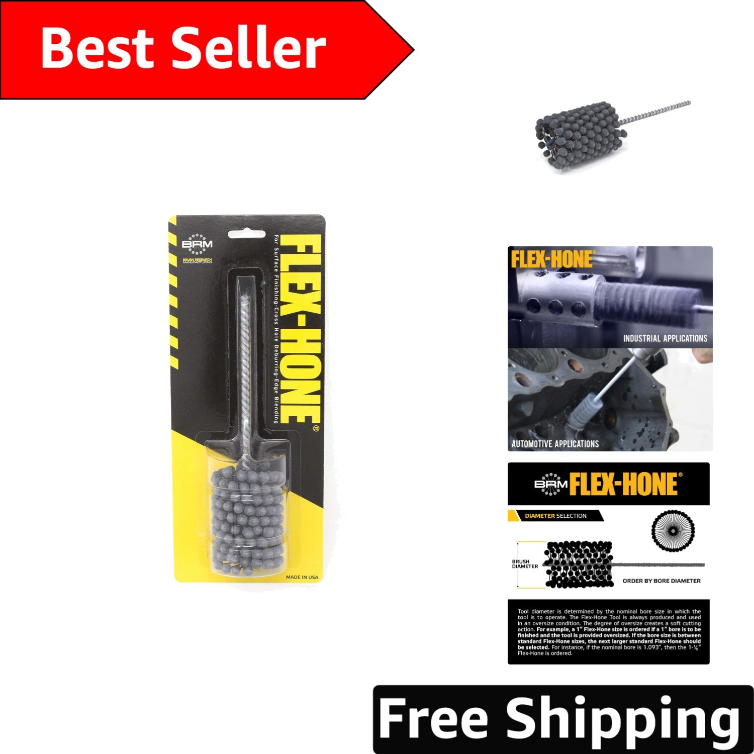 Self-Centering 2″ Flex-Hone, 240 Grit Silicon Carbide for Metal Finishing Tasks