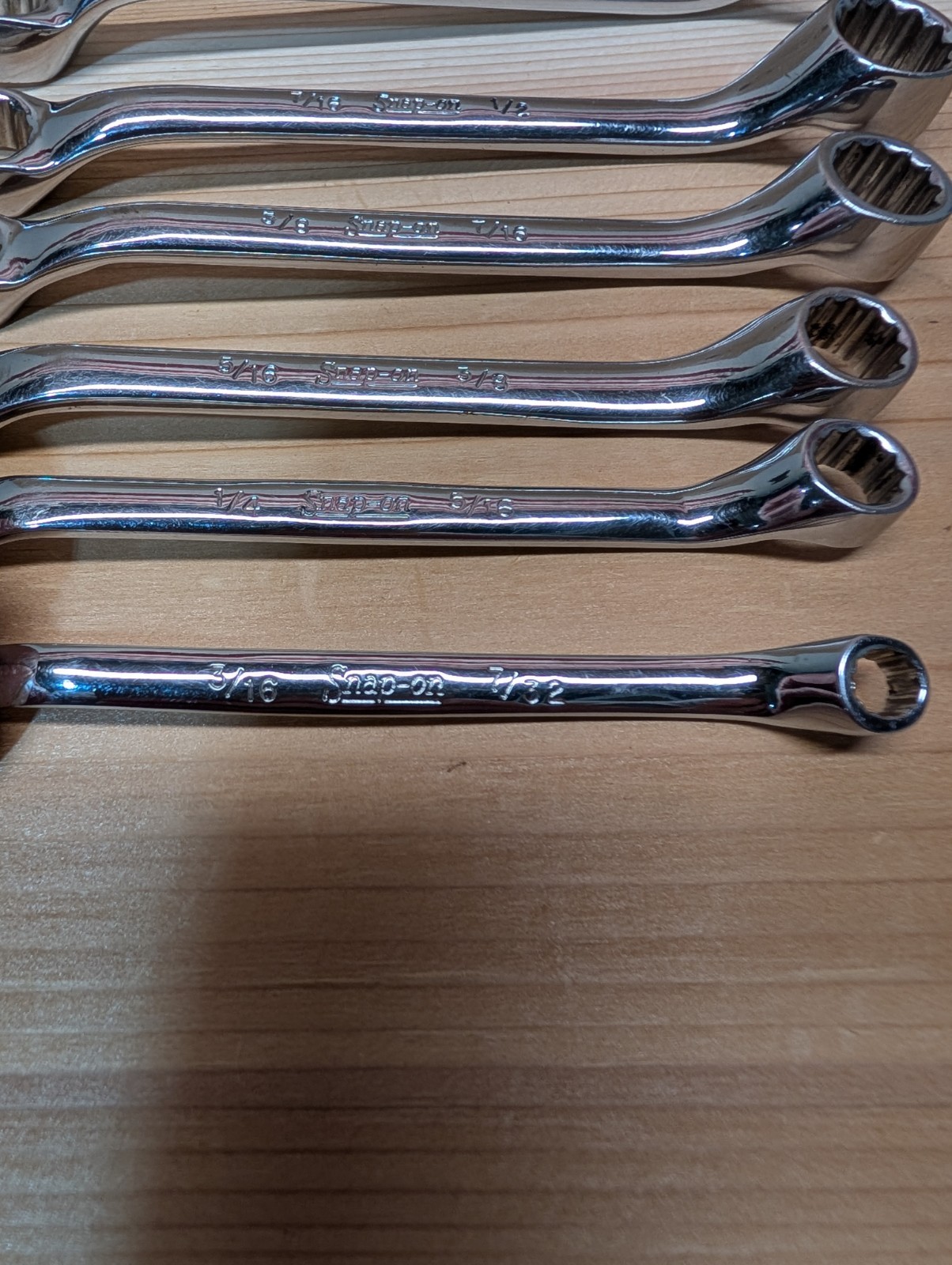 Snap-On XS609 9pc 12-Point SAE Flank Short 10° Offset Box Wrench Set Vintage Exc