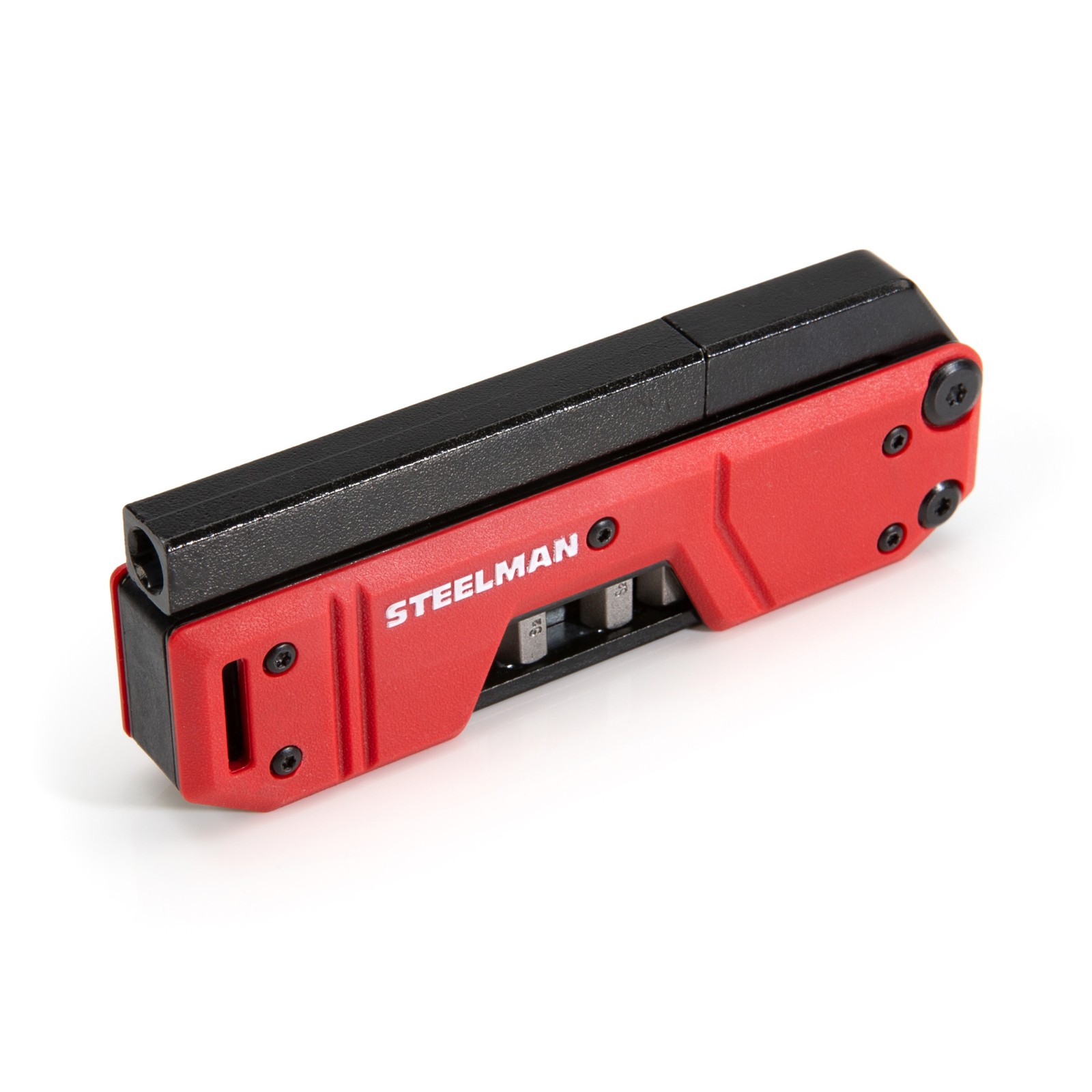 Steelman Folding Pocket Magnetic EDC Screwdriver with 8pc Bit Set, Red 60713